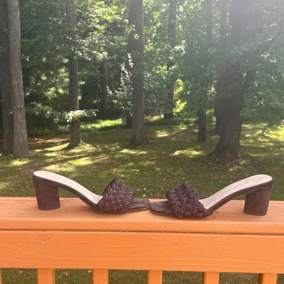 Veronica Beard Kerra Woven block-Heiled suede slide sandals - Picture 11 of 16